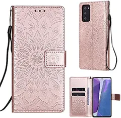 DEMUXI Samsung Galaxy 手帳型ケース サイドマグネット PU合皮 カード収納 TPU ストラップ付き スタンド機能(ローズゴールド,  Samsung Galaxy S20 Plu)