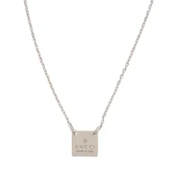 GUCCI グッチ スクエア ロゴ プレート ネックレス シルバー925 総重量約5.9ｇアクセサリー M2366