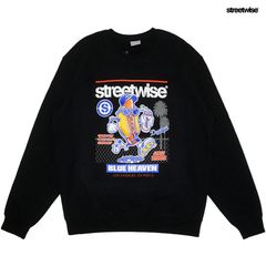 STREETWISE DOPE DOGS CREWNECK SWEAT【BLACK】 (L・XL・2XL)(ストリートワイズ メンズ 大きいサイズ トレーナー スウェット クルーネック 厚手 ヘビーウエイト 長袖 ロングスリーブ ドジャース DODGERS)