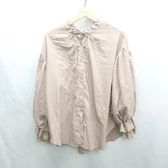 ◇ ⊇ apres jour アプレジュール 袖口フリル ギャザー加工 長袖 ブラウス サイズF ベージュ系 レディース E  【1502030019988】