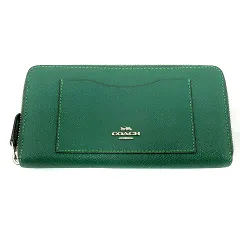 コーチ COACH 長財布 ウォレット ラウンドファスナー レザー クロスグレイン 緑 グリーン /MN ■GY18 54007
