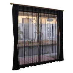 【特価商品】[スタイリッシュブラックレース] 黒のレースカーテン 2枚組 【ノア レース】 幅100㎝×丈108㎝ (ミラー UVカット ウォッシャブル 防虫加工)