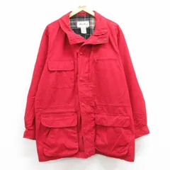 L/古着 エディーバウアー 長袖 ジャケット メンズ 00s ロング丈 赤 レッド 内側ウール 25jan10 中古 アウター