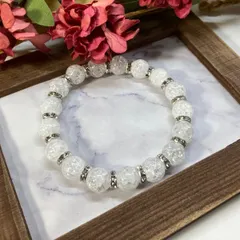 クラック水晶 パワーストーン ブレスレット 10mm （シルバー）メンズ・レディース　男性・女性　数珠ブレス　開運 [17]