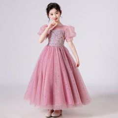 子供 ドレス ピアノ発表会 女の子 ワンピース パーティードレス プリンセス 花嫁 半袖 キッズドレス コスプレ 発表会 結婚式 子供服 チュー