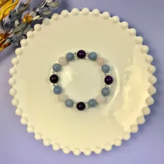 パープルタイガーアイ&エンジェライト パワーストーン ブレスレット メンズ レディース 男性 女性 幸運 開運  [13]   