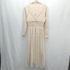 ◇ MAJESTIC LEGON マジェスティックレゴン 長袖 ロング ワンピース サイズM ベージュ系 レディース E  【1407020066815】