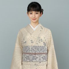 兵児帯 大人のへこ帯 コットンリネン ダマスク ベージュ