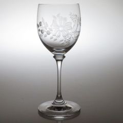 マイセンクリスタル グラス ● フラワー エングレーヴィング 花柄 ブーケ ワイン グラス 17cm yw2 マイセン Meissen