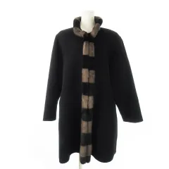高級コート モードバリエ ウール100% カシミヤ65% ストール付き 黒