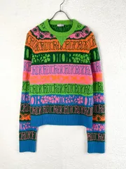美品 DIOR ディオール × SHAWN STUSSY ショーンステューシー L マルチカラー ウールジャガードニットセーターのサムネイル