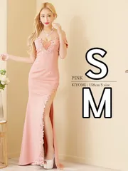 ピンク【Angel R/エンジェルアール】オフショルダー/ フラワーレースビジュー/ バストクロスメッシュ/ タイト/ ロングドレス/ キャバドレス long [AR23837-W-2306]