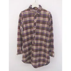 ◇ BEAMS HEART ビームス ハート チェック コットン 長袖 シャツ サイズF ブラウン パープル ベージュ レディース P  【中古】 【1208240004454】