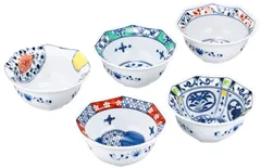 【在庫処分】セット箱入 錦 化粧箱入 ホワイト 八角小鉢揃 絵変り 19544 波佐見焼 西海陶器