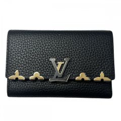 ルイヴィトン 二つ折り財布 レディース ポルトフォイユカプシーヌコンパクト フラップ ノワール レザー LOUIS VUITTON M82764 トリヨン    ブラック 黒 ゴールド金具【中古品】