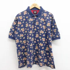 XL/古着 ドッカーズ 半袖 ブランド ポロ シャツ メンズ 00s ペイズリー柄 総柄 鹿の子 大きいサイズ コットン 紺 ネイビー 25aug09 中古 ト