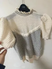 新品 中止 ZARA(ザラ) zara パフスリーブ ショートスリーブストライプ レディースニット 女性用ニット