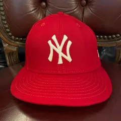激レア MADE IN USA製 NEW ERA × NEW YORK YANKEES 59FIFTY AT 50 50周年記念モデル ウールベースボールキャップ レッド 7-1/2 59.6cm
