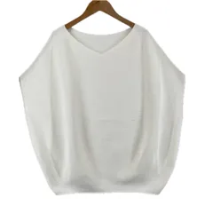 美品 ノーブランド  無地 春夏 SS ブラウス ホワイト レディース Vネック【古着】【中古】【送料無料】