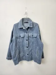 ザラ コーデュロイ ブルー デニム ジャケット