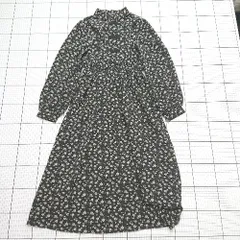 ◇ ⊇ SPRAY PREMIUM スプレイプレミアム 花柄 総柄 長袖 ロング ワンピース サイズM ブラック系 レディース E  【1508200020259】
