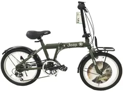 新品2023Jeep 20インチ 折り畳み自転車 シマノ製6段変速 後輪リング錠カラーサンド