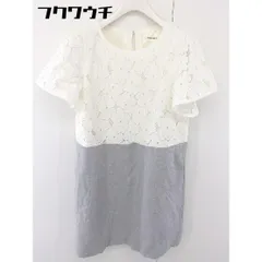◇ green label relaxing UNITED ARROWS 半袖 ミニ ワンピース オフホワイト グレー系 レディース  【1111170002493】