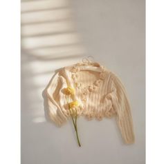 flower handmade knit cardigan (ivory)
