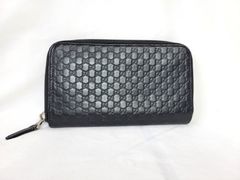 グッチ マイクログッチシマ 長財布 ラウンドファスナー RFW 544473 難あり ブラック