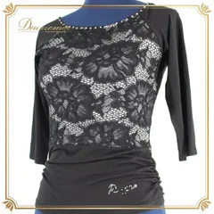 社交ダンス 衣装 スタンダード トップス ステージ衣装 パーティ衣装 レディース ホワイト系 白 ブラック系 黒 Roger ラインストーン 花柄 レース シンプル シック ゴシック 上品 セクシー フィット感 サイズM レディースファッション ダンスウエア