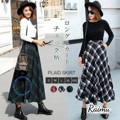 スカート レディース Aライン 厚手 ロング スカート きれいめ チェック柄 暖かい カジュアル 大きいサイズ 秋 冬 ロング丈 フレアスカート レディース
