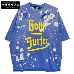 DSQUARED2 ディースクエアード 23年製 ﾌﾞﾙｰ Goth Surfer ﾀﾞﾒｰｼﾞTｼｬﾂ XS