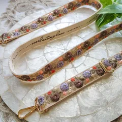 No.174 (ベージュ・幅2.5㎝)『インド刺繍ショルダーストラップ』　スマホショルダー　バッグショルダー　ネックショルダー