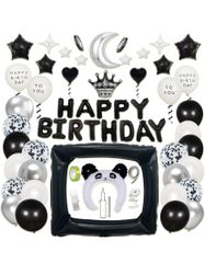 風船 黒 誕生日飾り バースデーバルーン セット