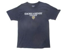 Champion エモリー&ヘンリー大学 プリントTシャツ 紺 USA古着 チャンピオン