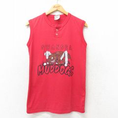 S/古着 ビンテージ ノースリーブ Tシャツ メンズ 00s 犬 ヘンリーネック 赤 レッド 25jun06 中古