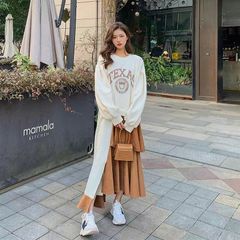 レディース ロングワンピース トレーナー ワンピース 春秋 切替 ゆったり 大きいサイズ ゆったり 可愛い おしゃれ LWDA090(L-4XL)
