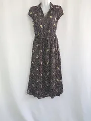 ◇ ◎ SLY スライ 花柄 ウエストゴム ガーリー ロング丈 ワンピース サイズ1 ブラック レディース E  【1310300030065】