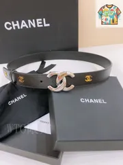 【今日特価】Chanel Double C レザーベルト-1
