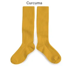 【新品・未使用】collegien(コレジアン) La Haute 【Curcuma】Ribbed Knee-high Socks キッズ リブニーハイ 靴下【2950】13.5cm〜21cm