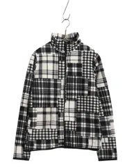 【お得なクーポン配布中!】 00s ローレン ラルフローレン フルジップ フリース ジャケット レディース S 古着 オールド ポロ パッチワーク チェック ジャンパー 黒 白