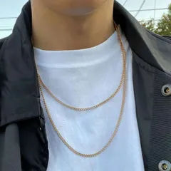 2Set アクセサリー ゴールド チェーンネックレス メンズ ネックレス