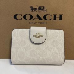 新品　COACH 長財布　コーチ　二つ折り財布　レディース メンズ ホワイト ベージュ シグネチャー