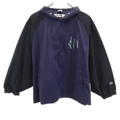 Champion チャンピオン にゃー コラボ ドルマン パーカー L ネイビー x NYA- レディース 古着