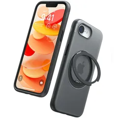 TORRAS iPhone 17e 16e ケーススタンド付き 半透明 黄ばみなし ストラップホール付き ワイヤレス充電 Ostand R Ofitness マットブラック