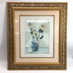 S.HELY SHELLEY Hely シェリー・ヘリー ひまわり 向日葵 リトグラフ サインあり 木製額縁 額装 W74×H84 インテリア アート パネル ボタニカル 24h菊HG