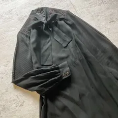 昭和レトロ フォーマル 黒リボンタイ ワンピース レース切替 長袖 M1