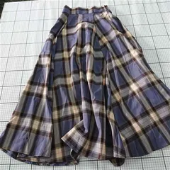 ◇ ⊇ natural couture ナチュラルクチュール チェック ロング丈 フレア スカート サイズL ブルー系 マルチ レディース E  【1509180014627】