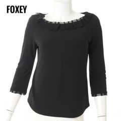 【フォクシーニューヨーク】Foxey New York　マドモアゼル フリル ブラウス カットソー 29522 ブラック 40 【中古】【鑑定済・正規品保証】