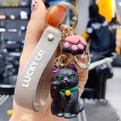 猫 ねこ まねき猫ちゃん キーホルダー 【黒猫】k1